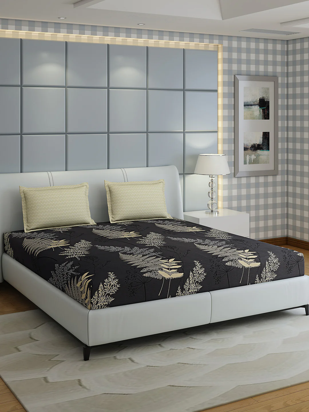 200 TC Cotton Double Bed 1 Bedsheet with 2 Pillow Covers (Ramona) - Image 2