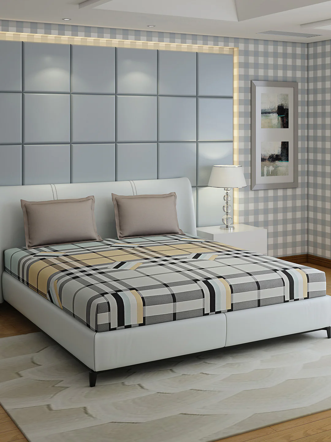 200 TC Cotton Double Bed 1 Bedsheet with 2 Pillow Covers (Ramona) - Image 2