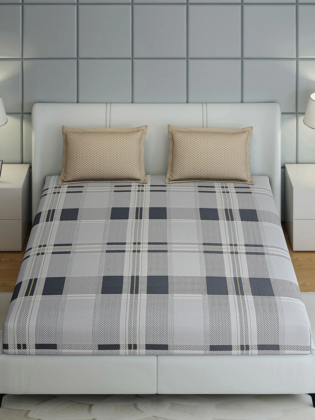 200 TC Cotton Double Bed 1 Bedsheet with 2 Pillow Covers (Ramona) - Image 3