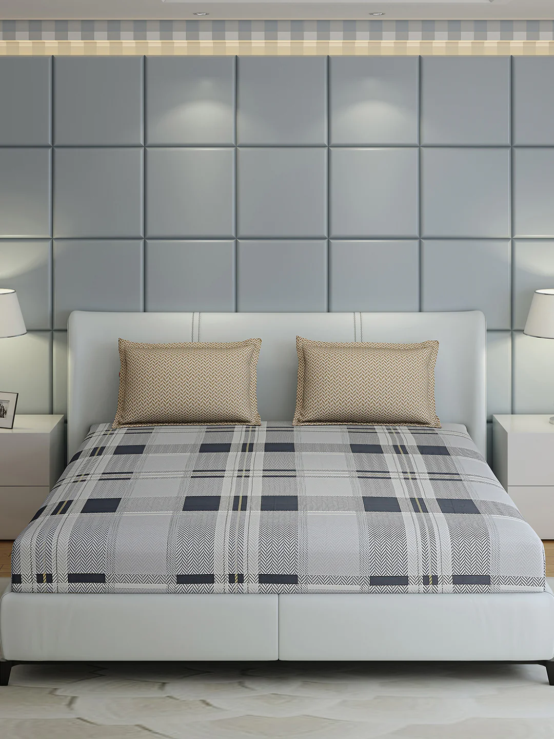 200 TC Cotton Double Bed 1 Bedsheet with 2 Pillow Covers (Ramona) - Image 4
