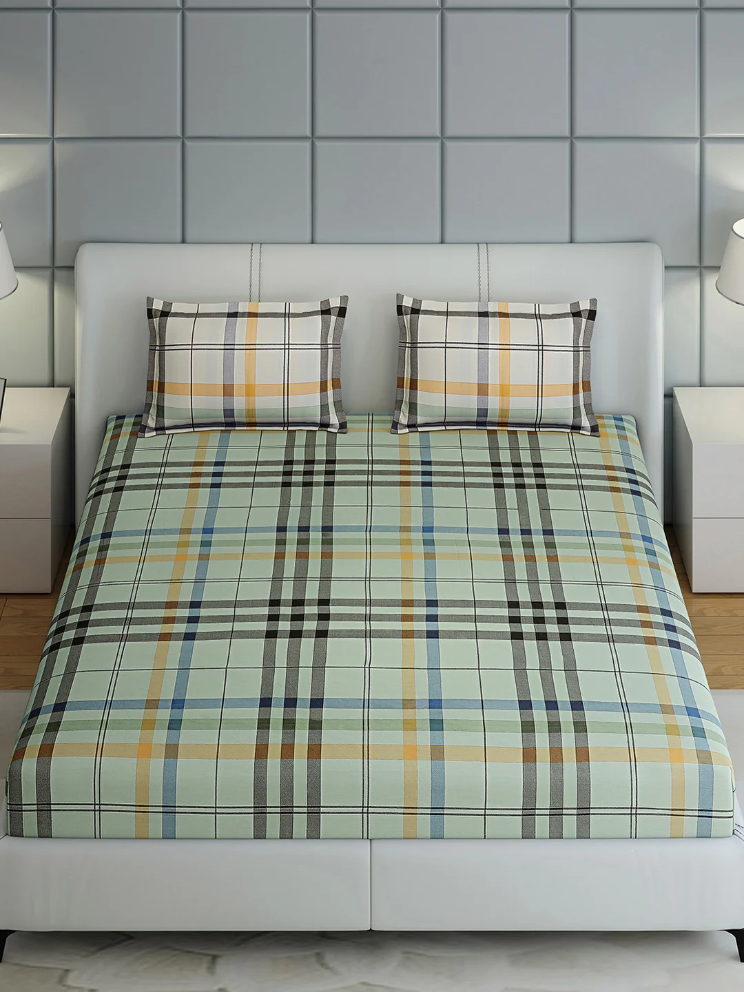 200 TC Cotton Double Bed 1 Bedsheet with 2 Pillow Covers (Ramona) - Image 3