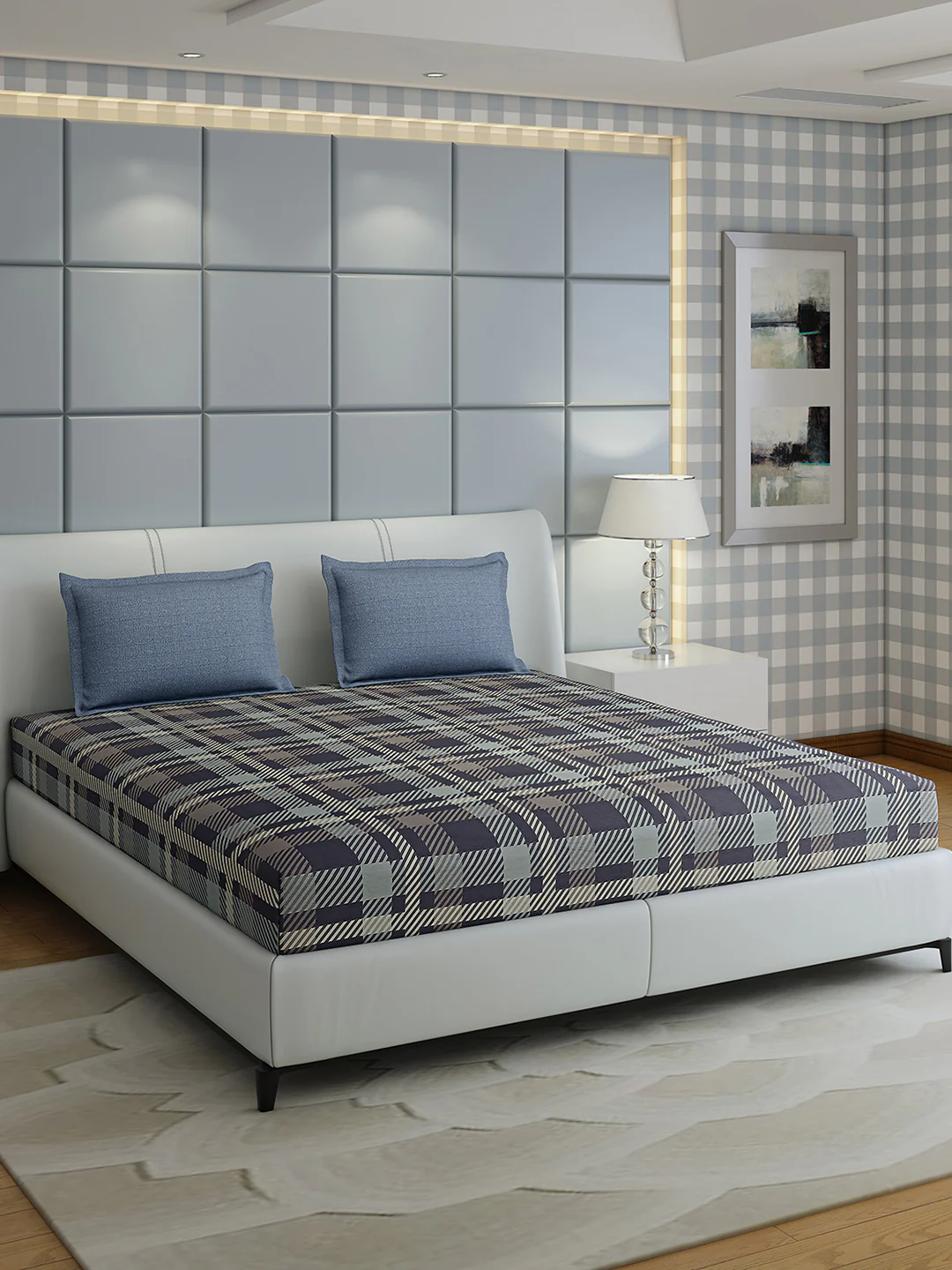200 TC Cotton Double Bed 1 Bedsheet with 2 Pillow Covers (Ramona) - Image 2