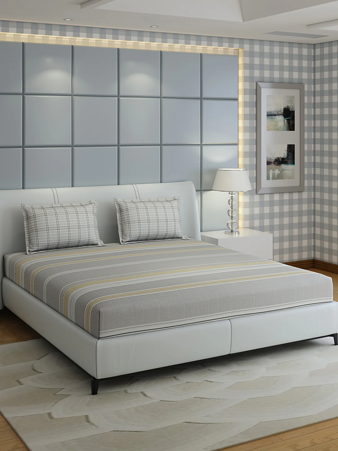 200 TC Cotton Double Bed 1 Bedsheet with 2 Pillow Covers (Ramona) - Image 2