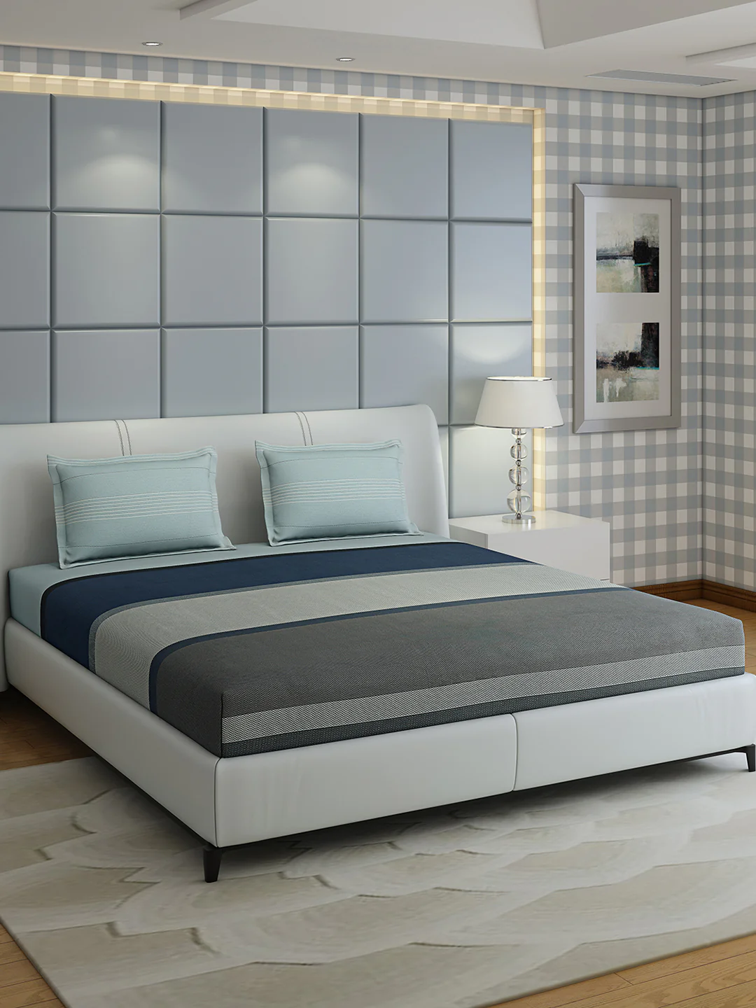 200 TC Cotton Double Bed 1 Bedsheet with 2 Pillow Covers (Ramona)