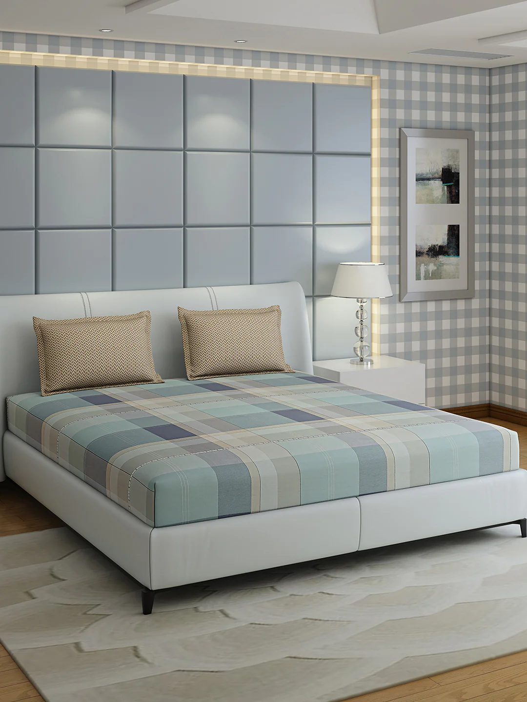 200 TC Cotton Double Bed 1 Bedsheet with 2 Pillow Covers (Ramona)