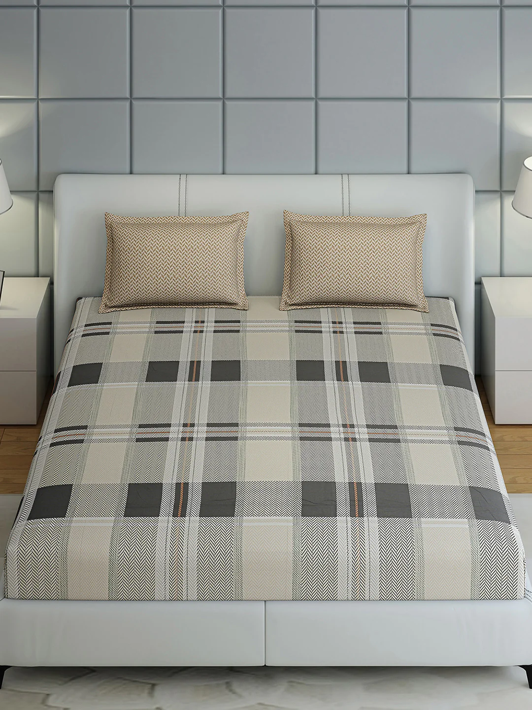 200 TC Cotton Double Bed 1 Bedsheet with 2 Pillow Covers (Ramona) - Image 3