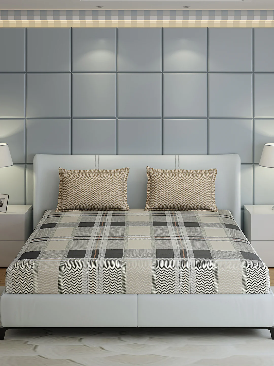 200 TC Cotton Double Bed 1 Bedsheet with 2 Pillow Covers (Ramona) - Image 4