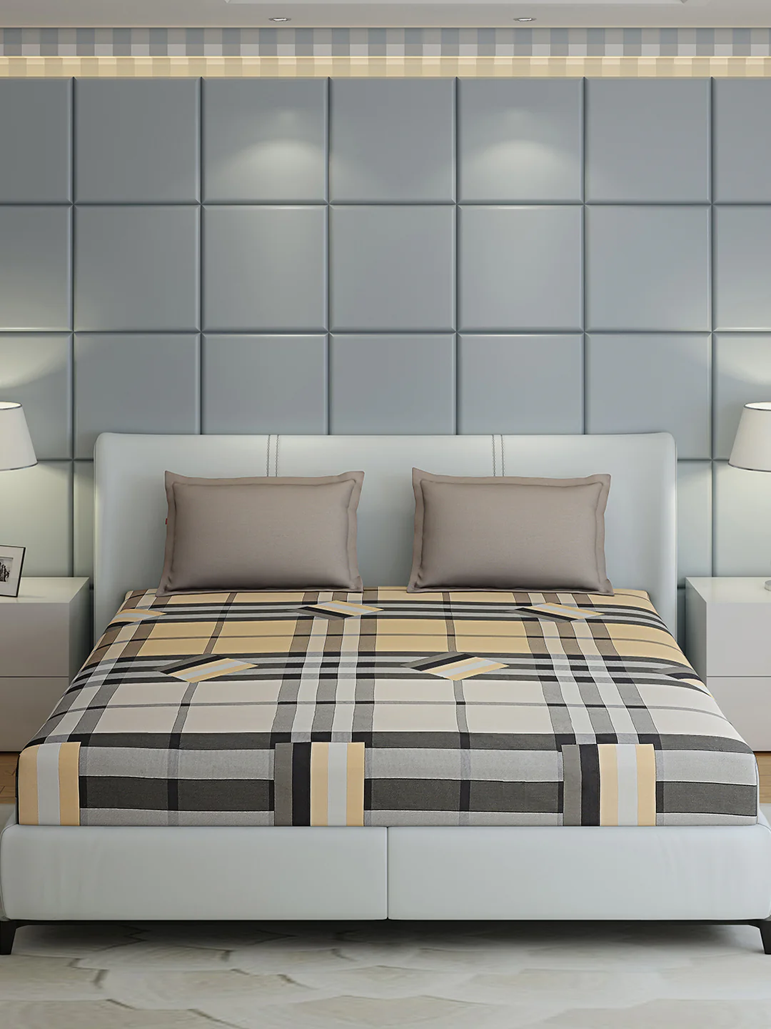 200 TC Cotton Double Bed 1 Bedsheet with 2 Pillow Covers (Ramona) - Image 4
