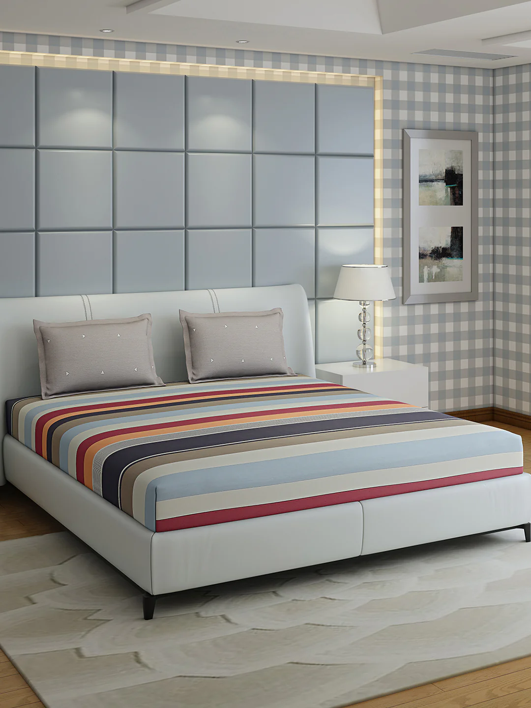200 TC Cotton Double Bed 1 Bedsheet with 2 Pillow Covers (Ramona) - Image 2