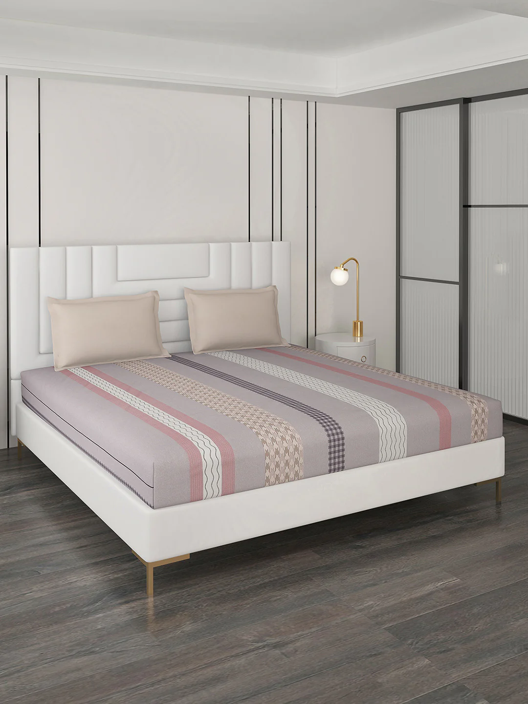 200 TC Cotton Double Bedsheet with 2 Pillow Covers - Image 2