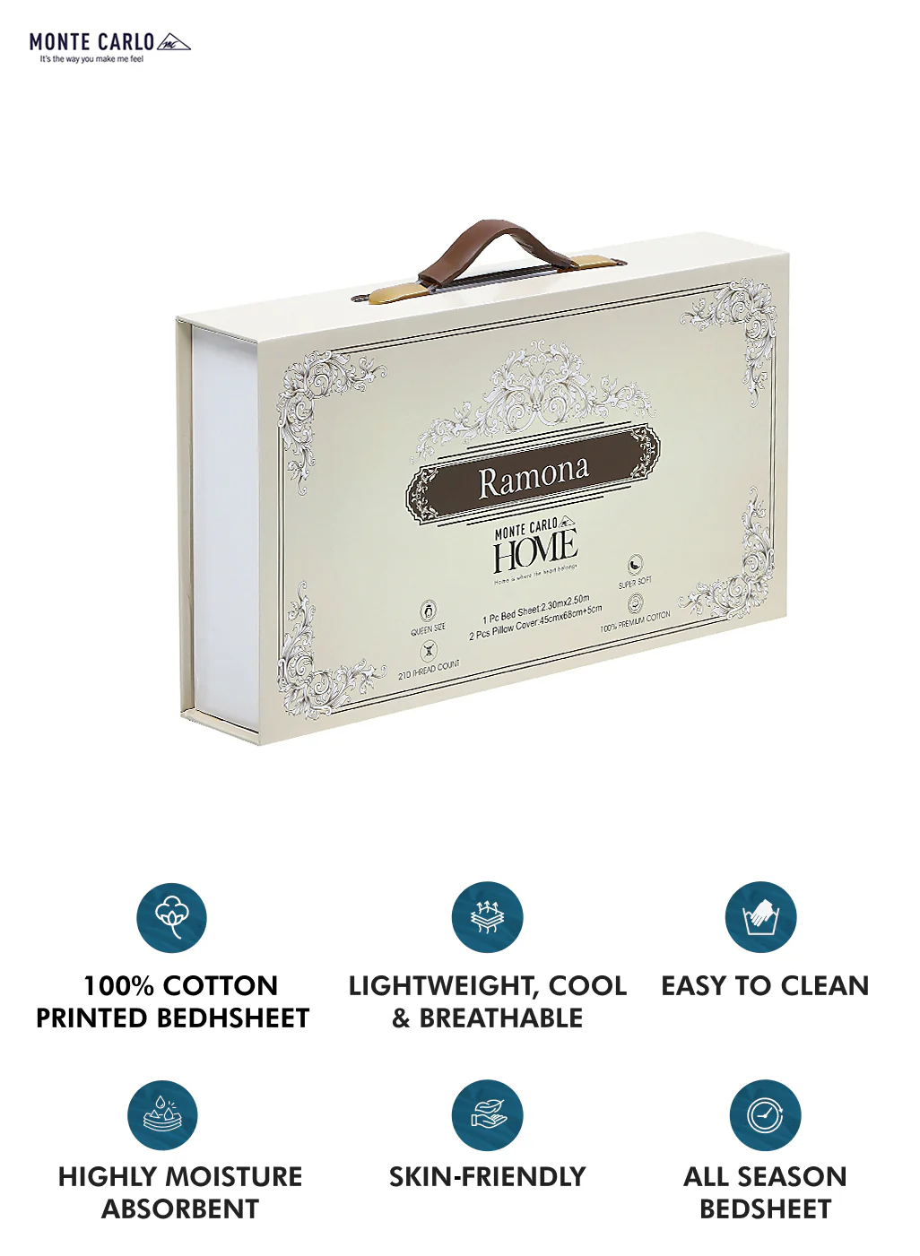 200 TC Cotton Double Bedsheet with 2 Pillow Covers - Image 10