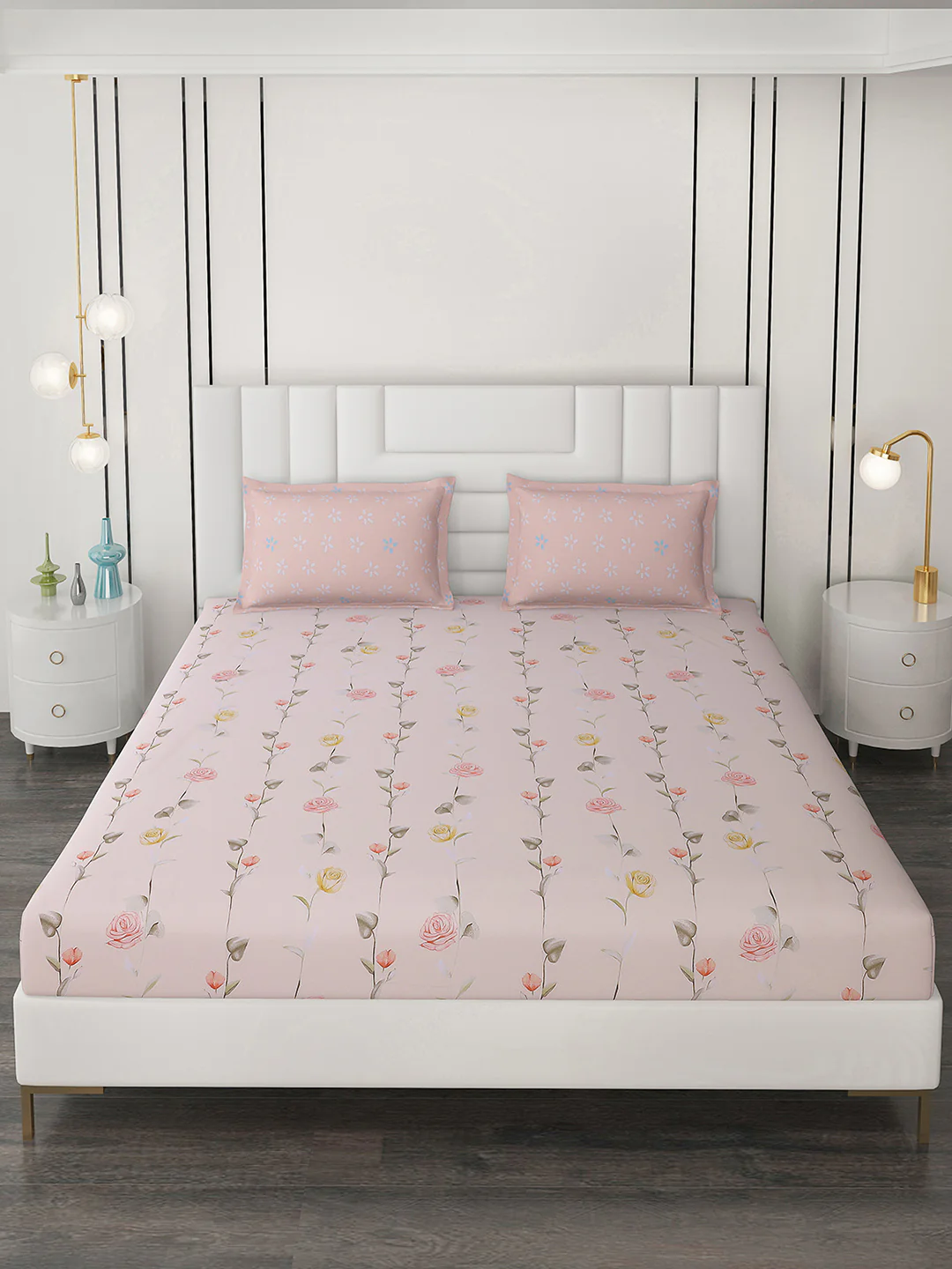 200 TC Cotton Double Bedsheet with 2 Pillow Covers - Image 2