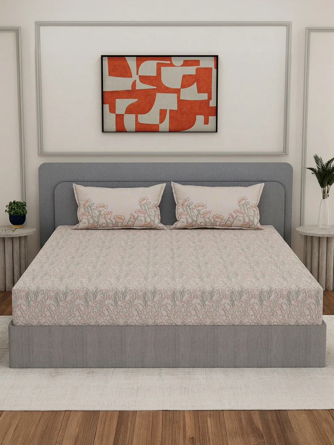 Premium 200 TC Pure Cotton King Size Bedsheet with 2 Pillow Covers Classique Unique Collection - Image 3