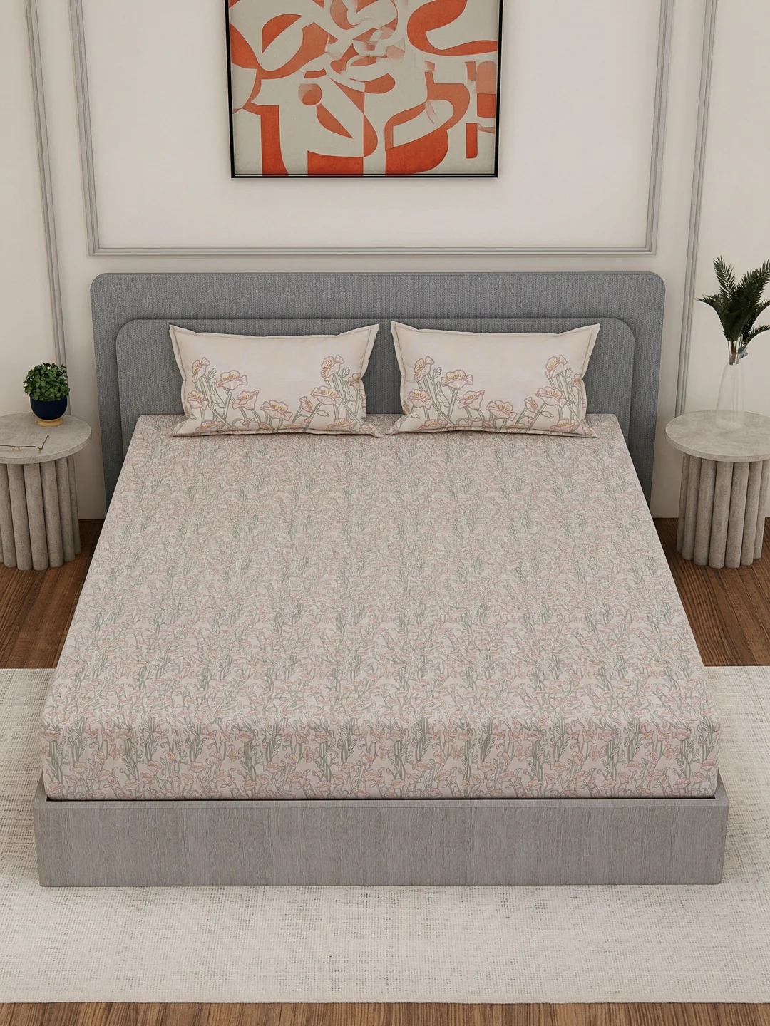 Premium 200 TC Pure Cotton King Size Bedsheet with 2 Pillow Covers Classique Unique Collection - Image 4