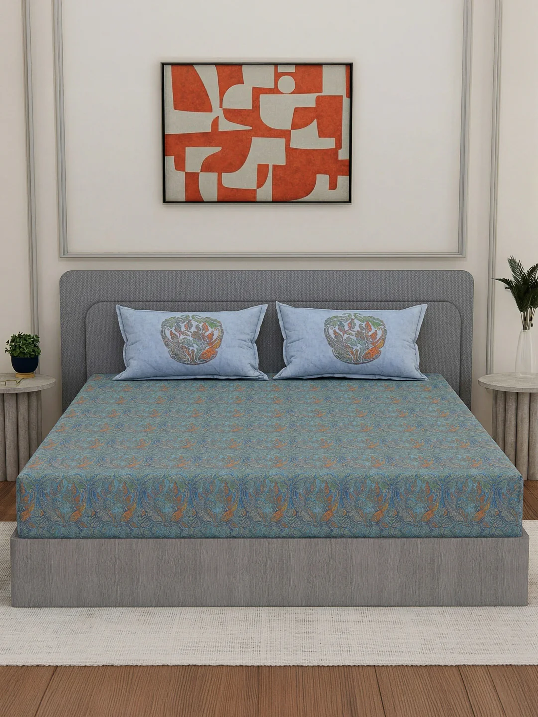 Premium 200 TC Pure Cotton King Size Bedsheet with 2 Pillow Covers Classique Unique Collection - Image 3