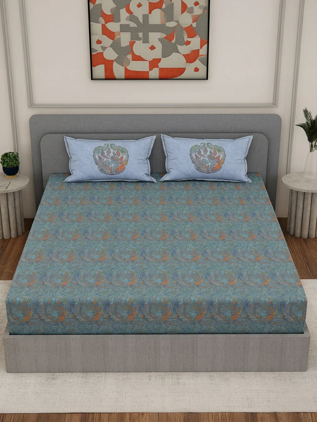 Premium 200 TC Pure Cotton King Size Bedsheet with 2 Pillow Covers Classique Unique Collection - Image 4