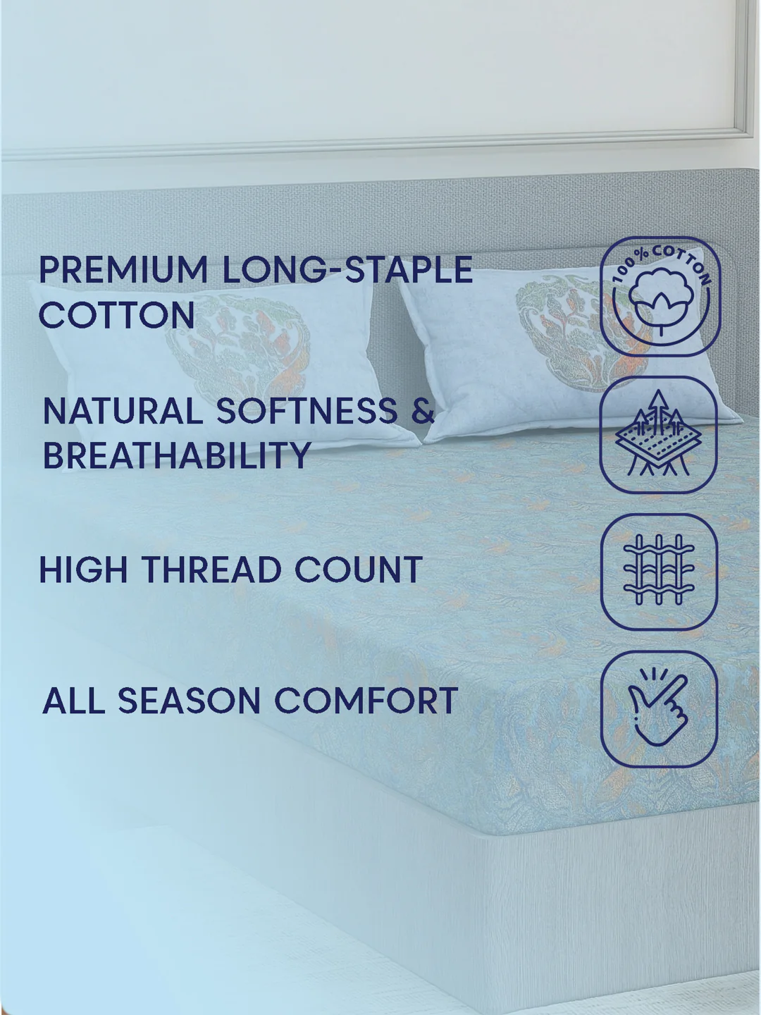 Premium 200 TC Pure Cotton King Size Bedsheet with 2 Pillow Covers Classique Unique Collection - Image 9