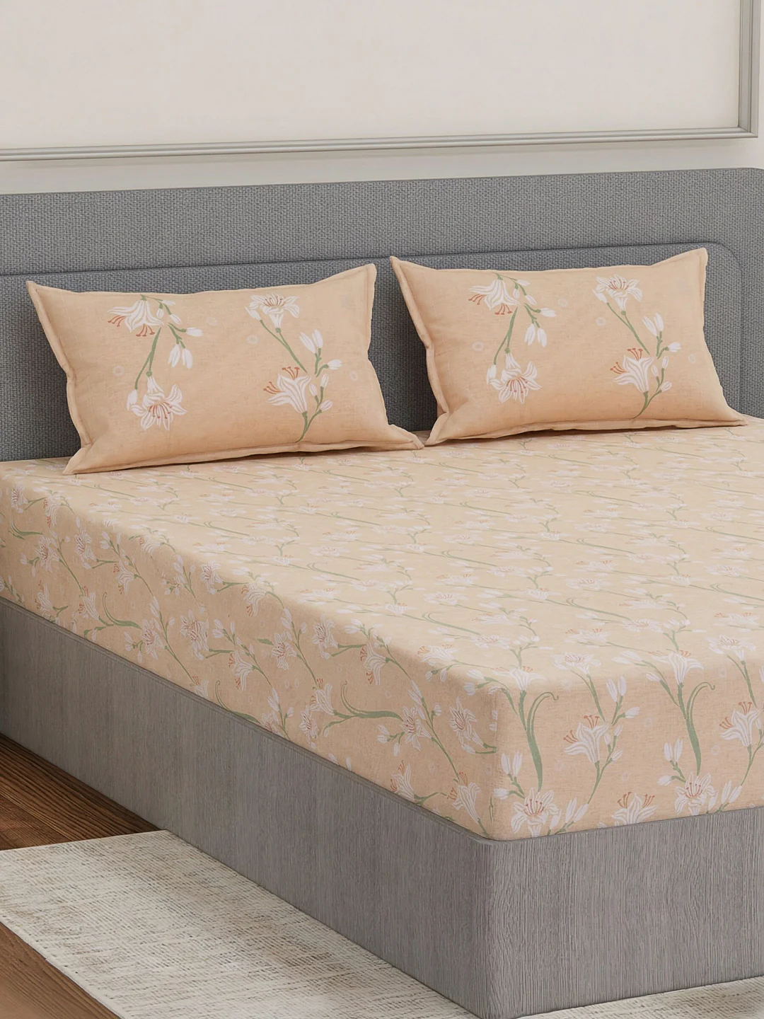 Premium 200 TC Pure Cotton King Size Bedsheet with 2 Pillow Covers Classique Unique Collection