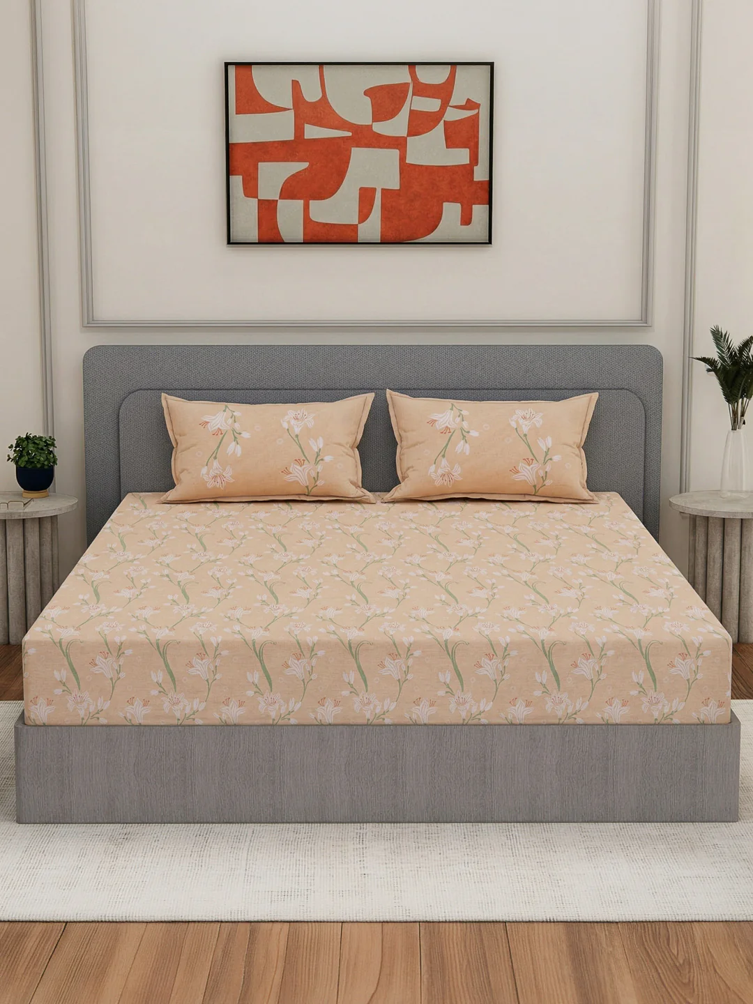 Premium 200 TC Pure Cotton King Size Bedsheet with 2 Pillow Covers Classique Unique Collection - Image 3