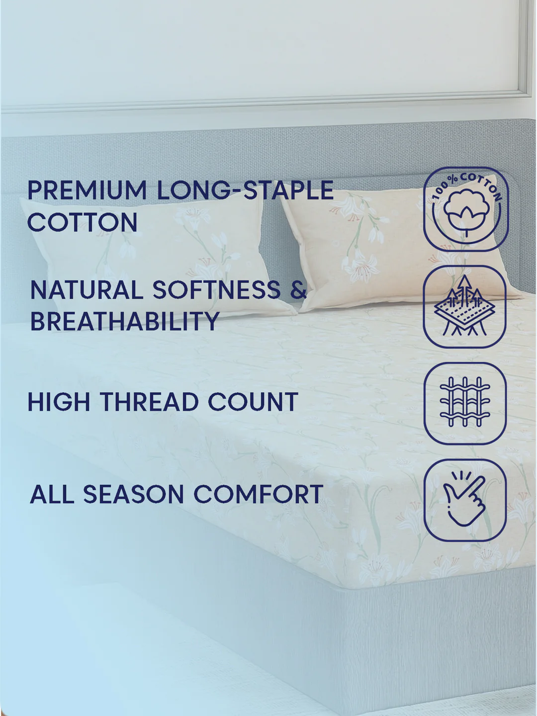 Premium 200 TC Pure Cotton King Size Bedsheet with 2 Pillow Covers Classique Unique Collection - Image 9