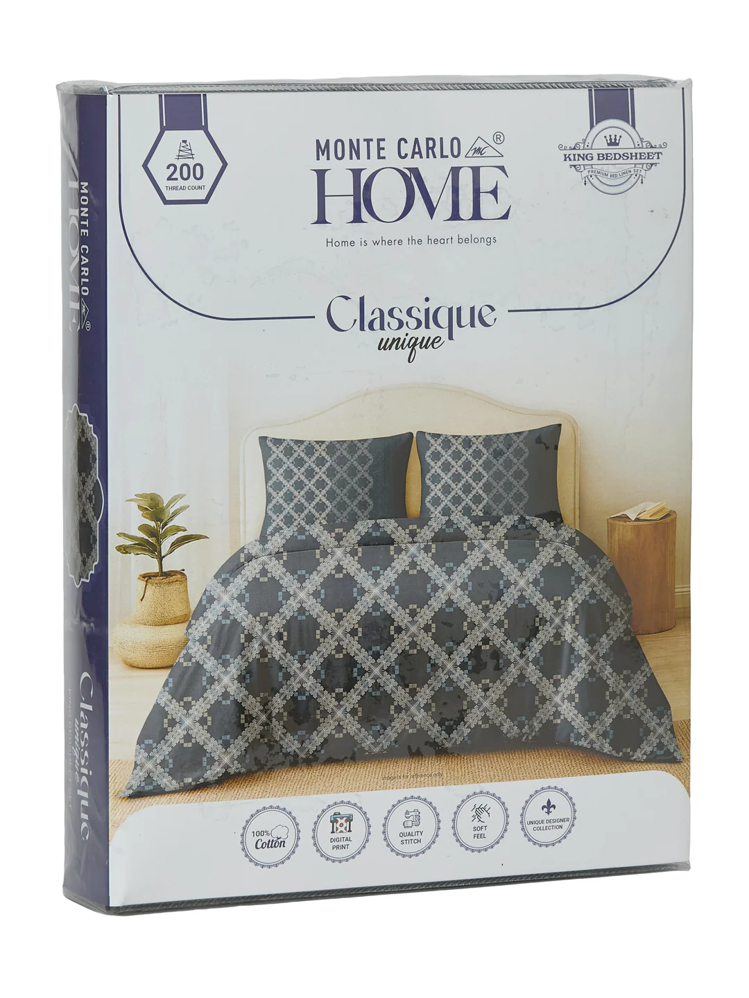 Premium 200 TC Pure Cotton King Size Bedsheet with 2 Pillow Covers Classique Unique Collection - Image 11