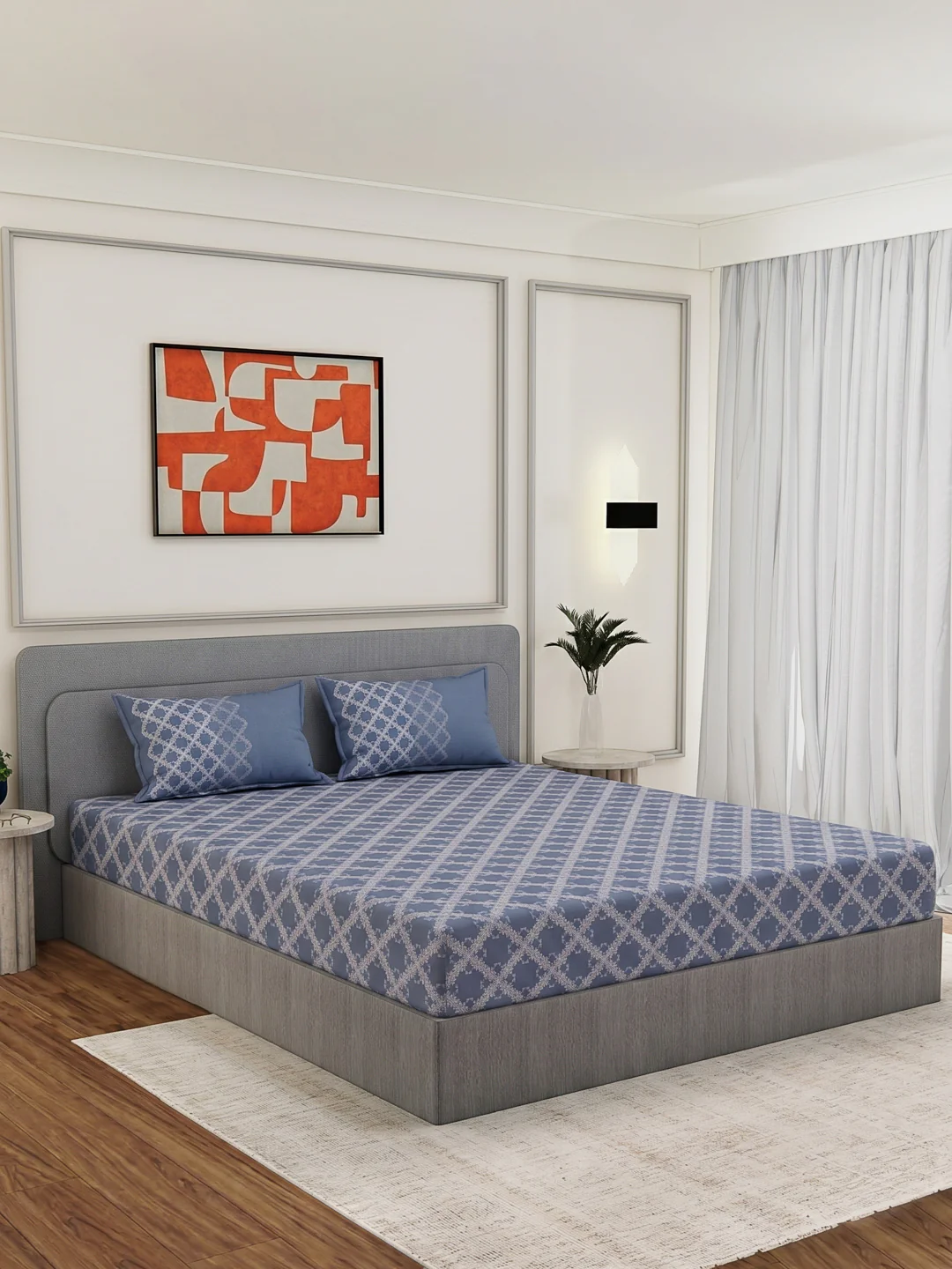 Premium 200 TC Pure Cotton King Size Bedsheet with 2 Pillow Covers Classique Unique Collection - Image 2