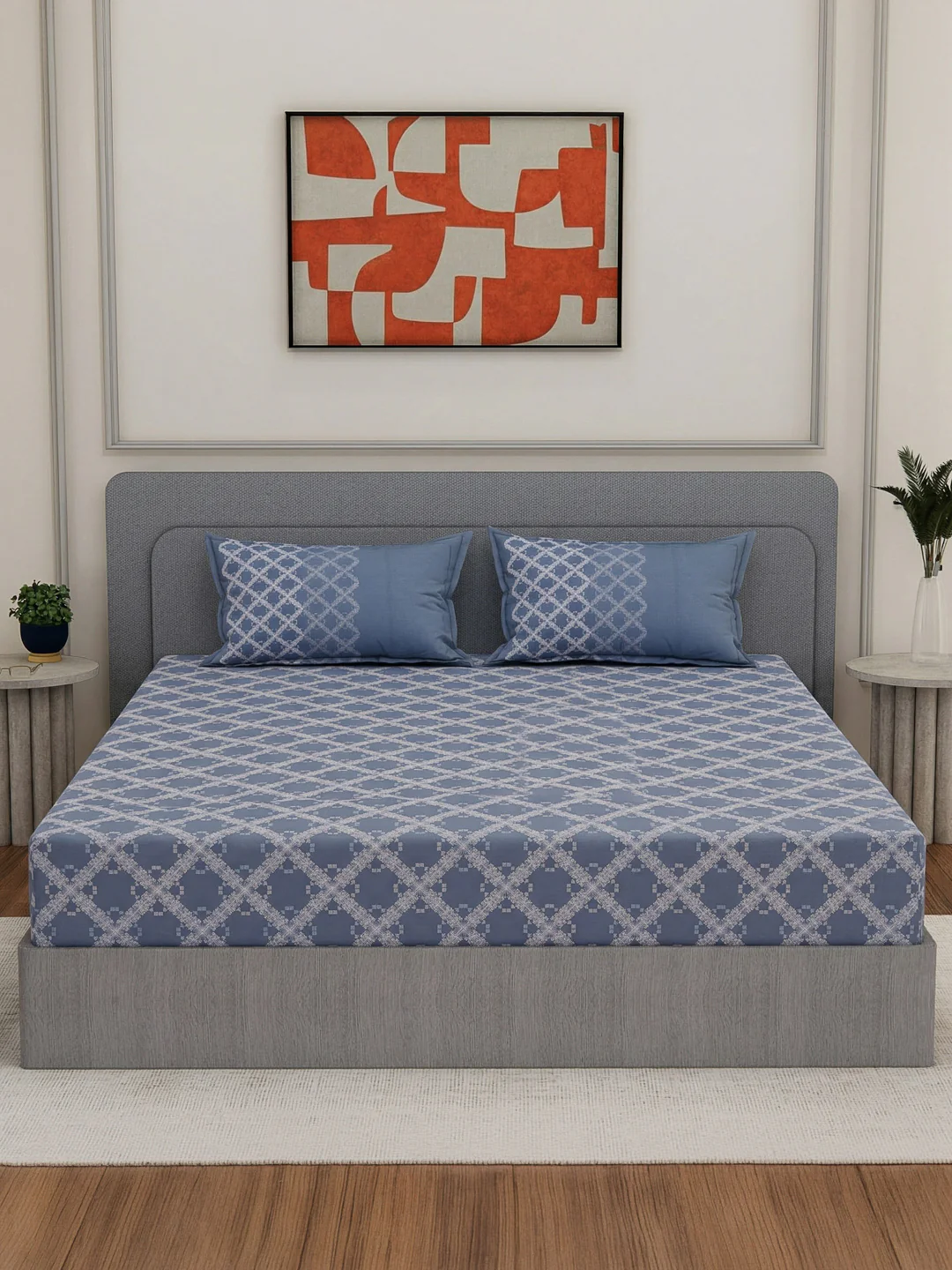 Premium 200 TC Pure Cotton King Size Bedsheet with 2 Pillow Covers Classique Unique Collection - Image 3