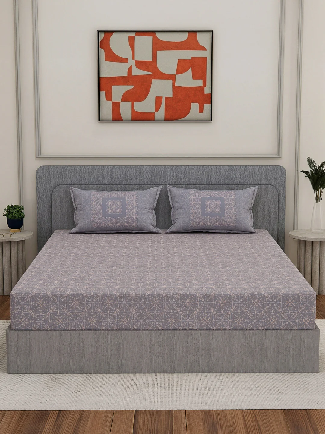 Premium 200 TC Pure Cotton King Size Bedsheet with 2 Pillow Covers Classique Unique Collection - Image 3