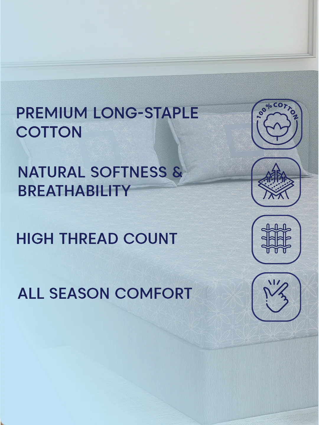 Premium 200 TC Pure Cotton King Size Bedsheet with 2 Pillow Covers Classique Unique Collection - Image 9