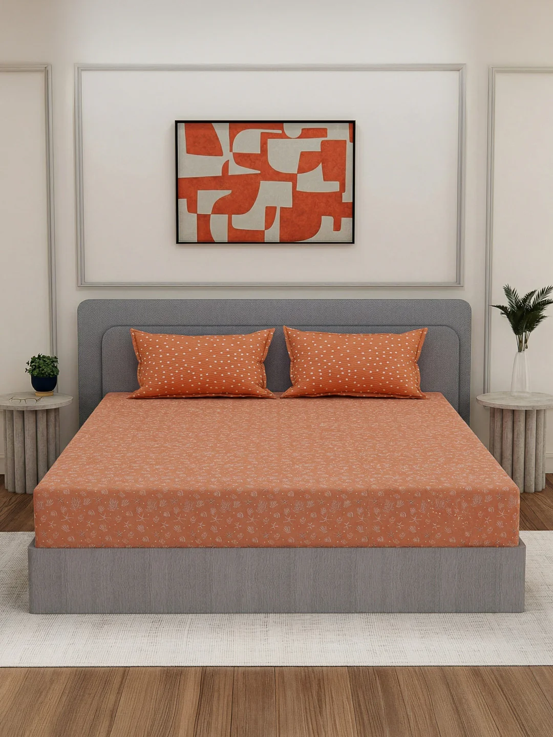 Premium 200 TC Pure Cotton King Size Bedsheet with 2 Pillow Covers Classique Unique Collection - Image 3