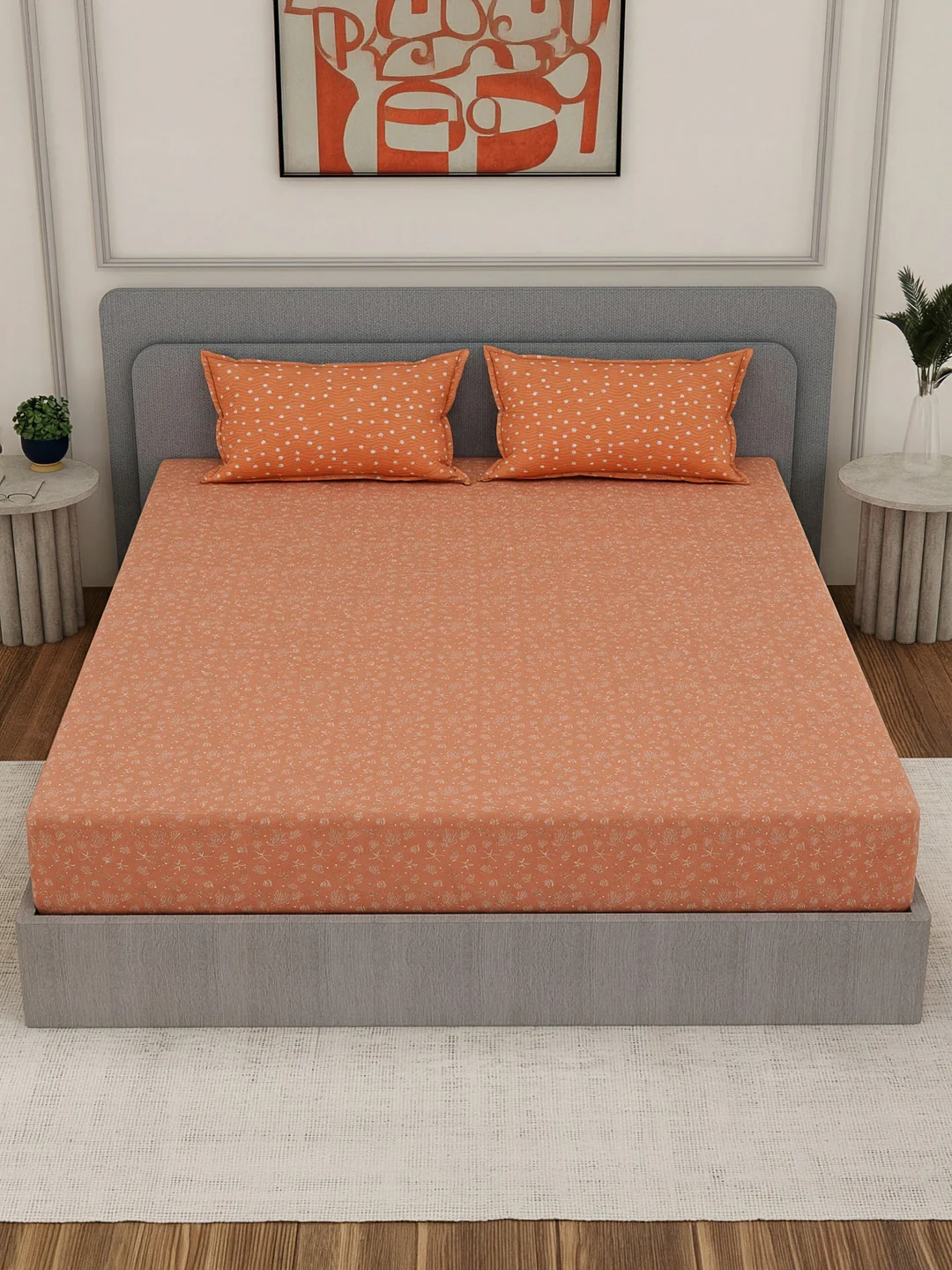 Premium 200 TC Pure Cotton King Size Bedsheet with 2 Pillow Covers Classique Unique Collection - Image 4