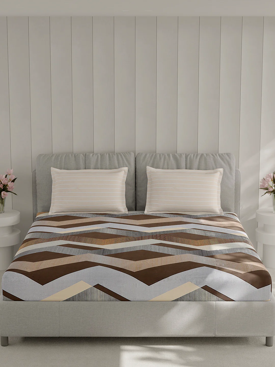210 TC Cotton Double Bed 1 Bedsheet with 2 Pillow Covers (Ramona) - Image 3
