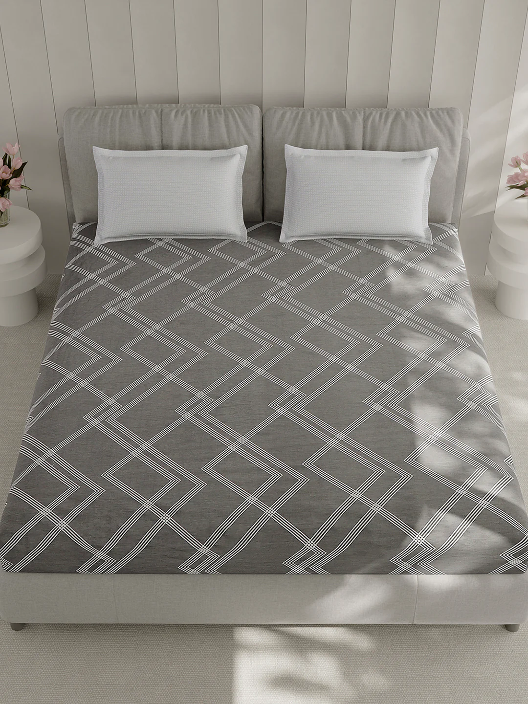 210 TC Cotton Double Bed 1 Bedsheet with 2 Pillow Covers (Ramona) - Image 2