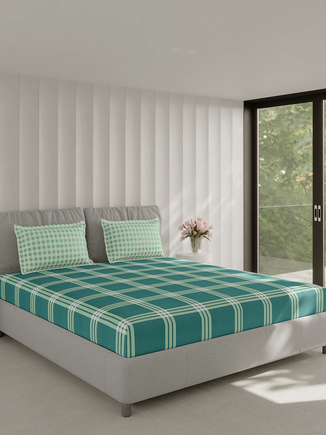 210 TC Cotton Double Bed 1 Bedsheet with 2 Pillow Covers (Ramona) - Image 4