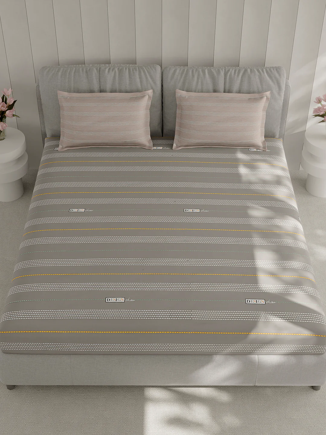 210 TC Cotton Double Bed 1 Bedsheet with 2 Pillow Covers (Ramona) - Image 2