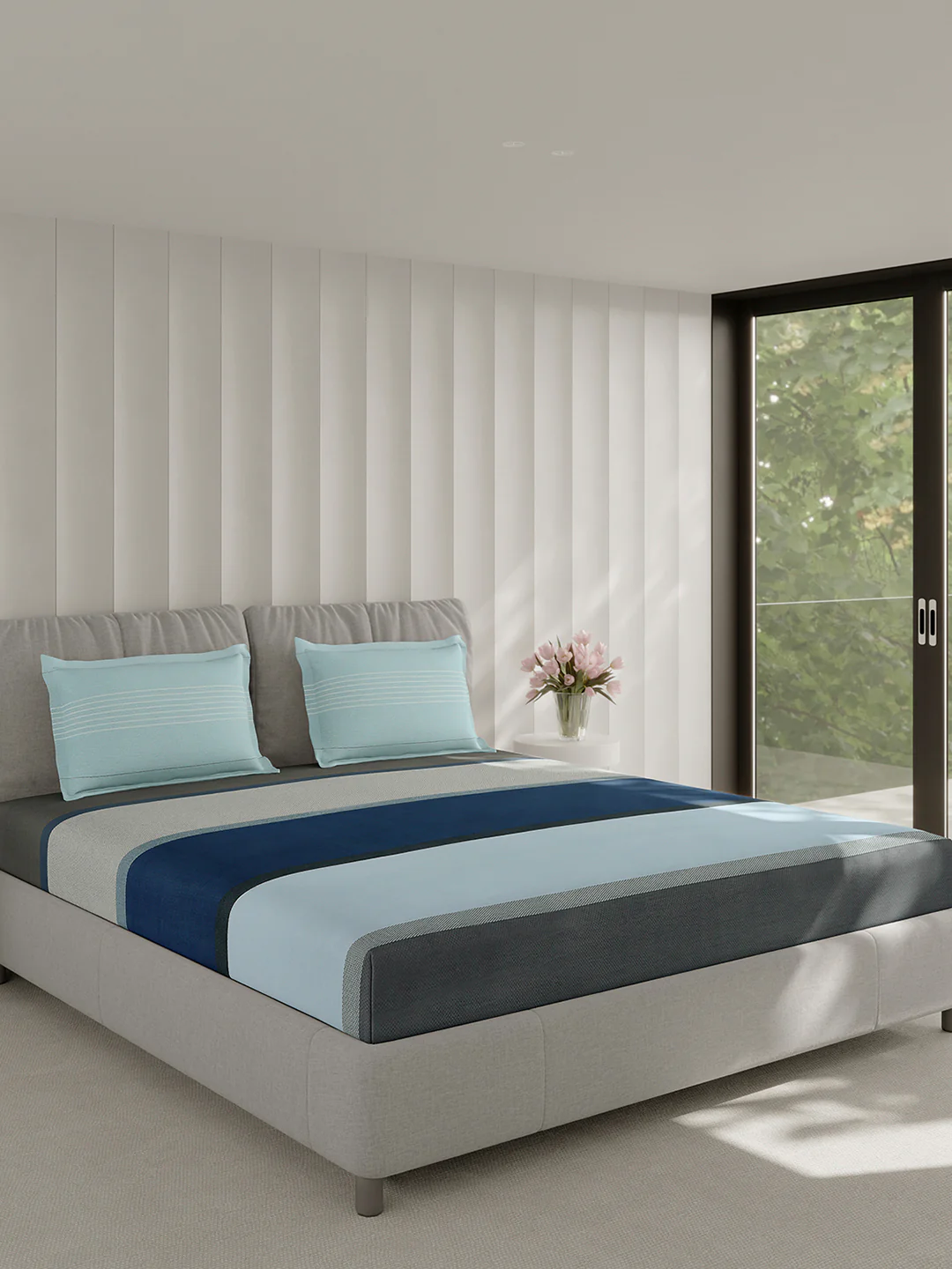 210 TC Cotton Double Bed 1 Bedsheet with 2 Pillow Covers (Ramona) - Image 4