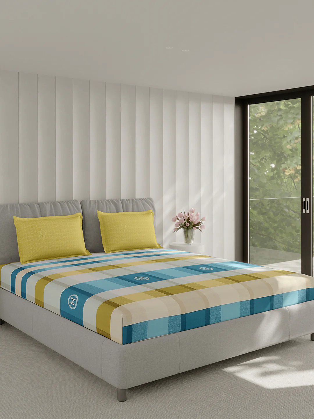 210 TC Cotton Double Bed 1 Bedsheet with 2 Pillow Covers (Ramona) - Image 4