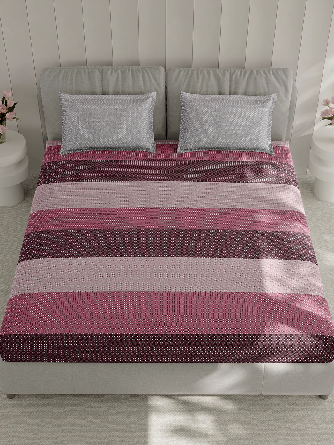 210 TC Cotton Double Bed 1 Bedsheet with 2 Pillow Covers (Ramona) - Image 2
