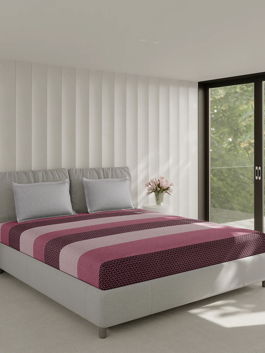 210 TC Cotton Double Bed 1 Bedsheet with 2 Pillow Covers (Ramona) - Image 4
