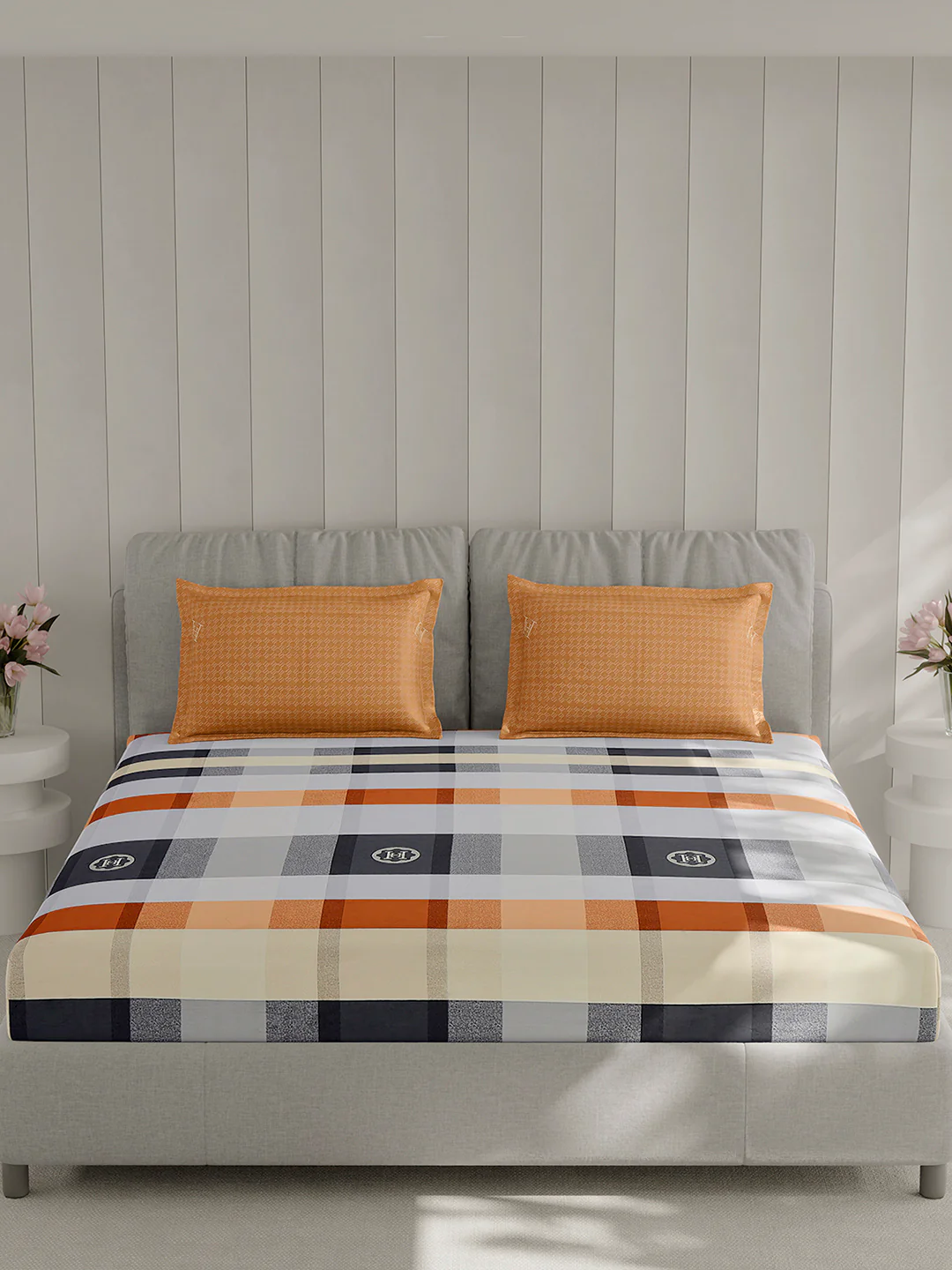 210 TC Cotton Double Bed 1 Bedsheet with 2 Pillow Covers (Ramona) - Image 3