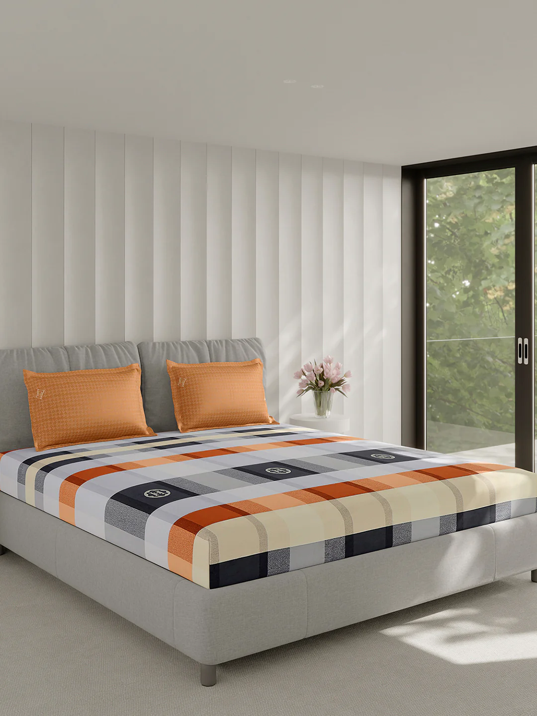 210 TC Cotton Double Bed 1 Bedsheet with 2 Pillow Covers (Ramona) - Image 4
