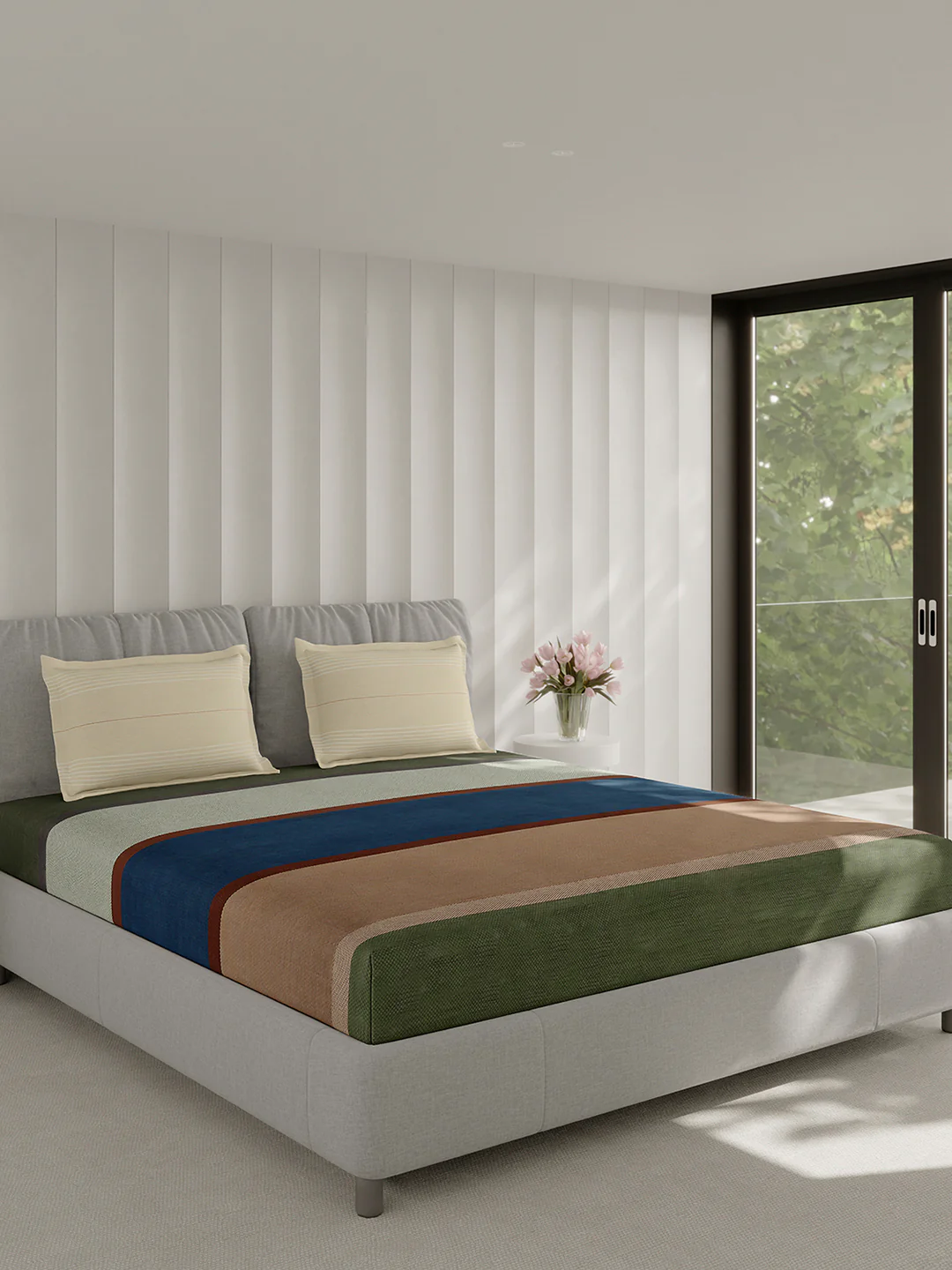 210 TC Cotton Double Bed 1 Bedsheet with 2 Pillow Covers (Ramona) - Image 4
