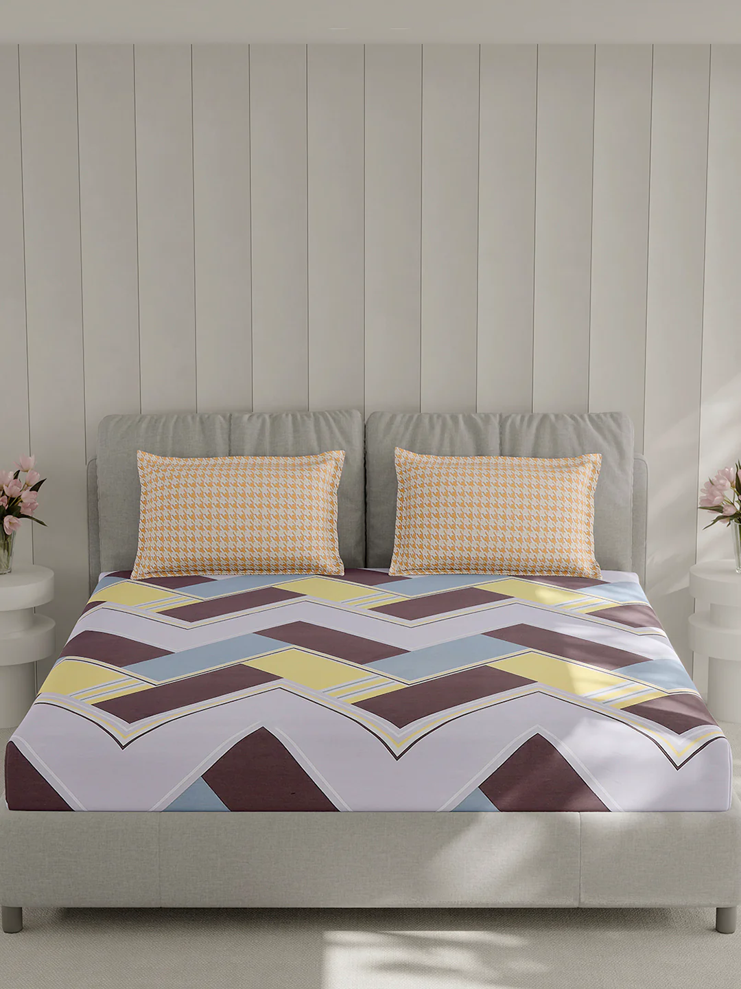 210 TC Cotton Double Bed 1 Bedsheet with 2 Pillow Covers (Ramona) - Image 3