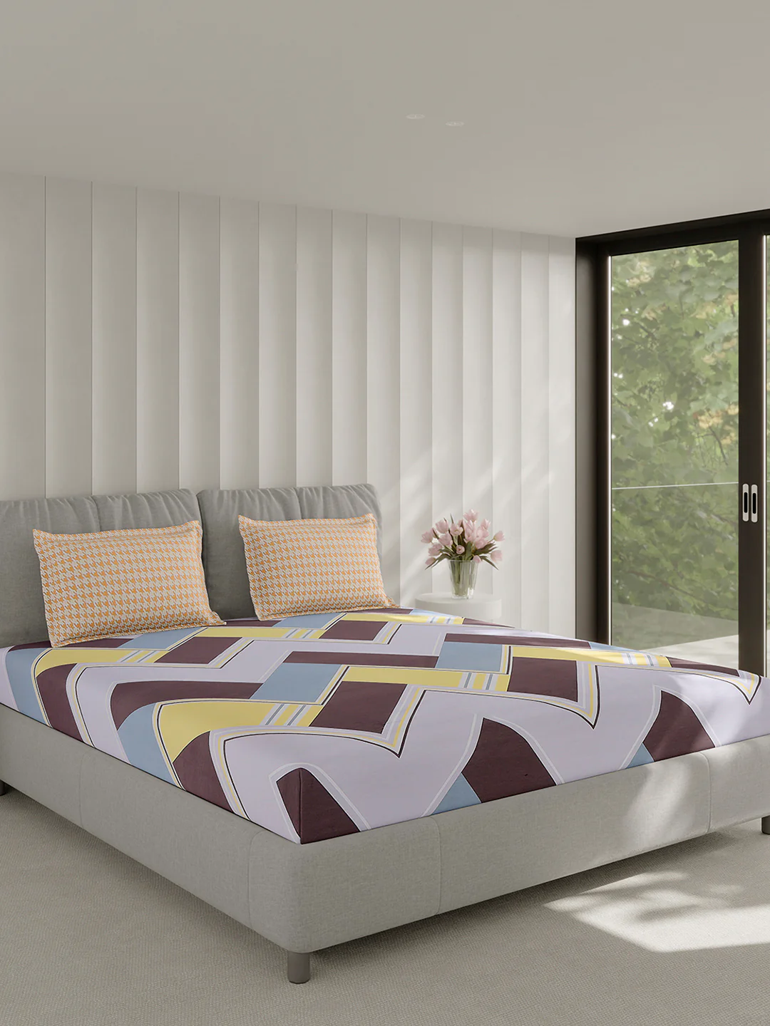 210 TC Cotton Double Bed 1 Bedsheet with 2 Pillow Covers (Ramona) - Image 4