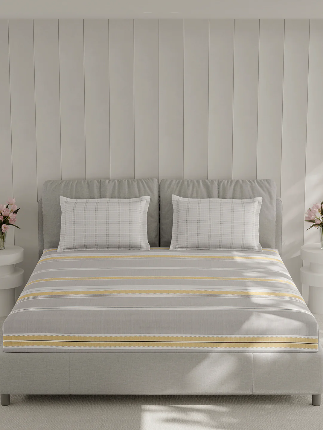 210 TC Cotton Double Bed 1 Bedsheet with 2 Pillow Covers (Ramona) - Image 3