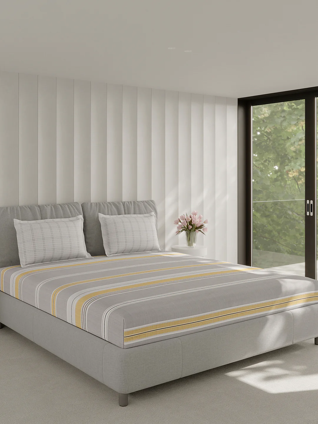 210 TC Cotton Double Bed 1 Bedsheet with 2 Pillow Covers (Ramona) - Image 4