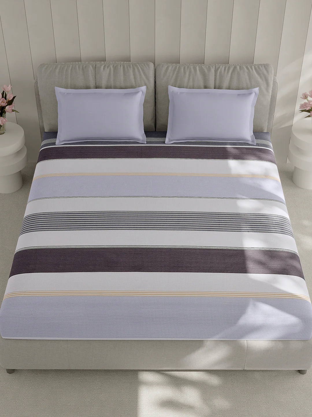 210 TC Cotton Double Bed 1 Bedsheet with 2 Pillow Covers (Ramona) - Image 2