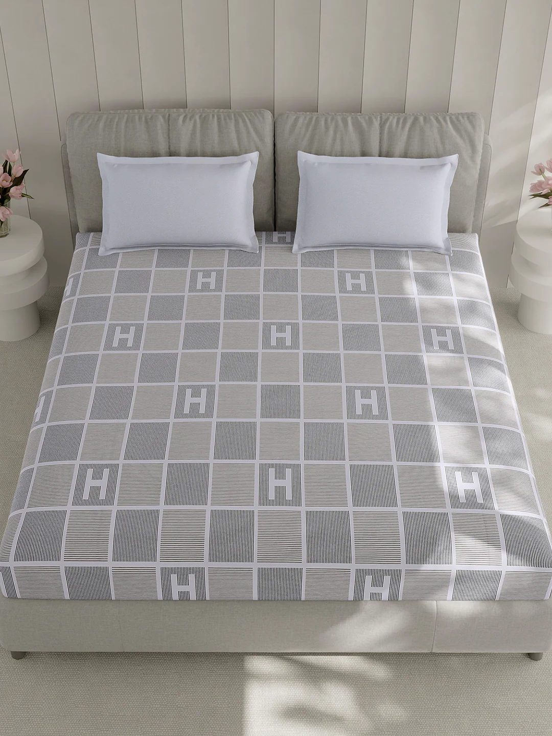 210 TC Cotton Double Bed 1 Bedsheet with 2 Pillow Covers (Ramona) - Image 2
