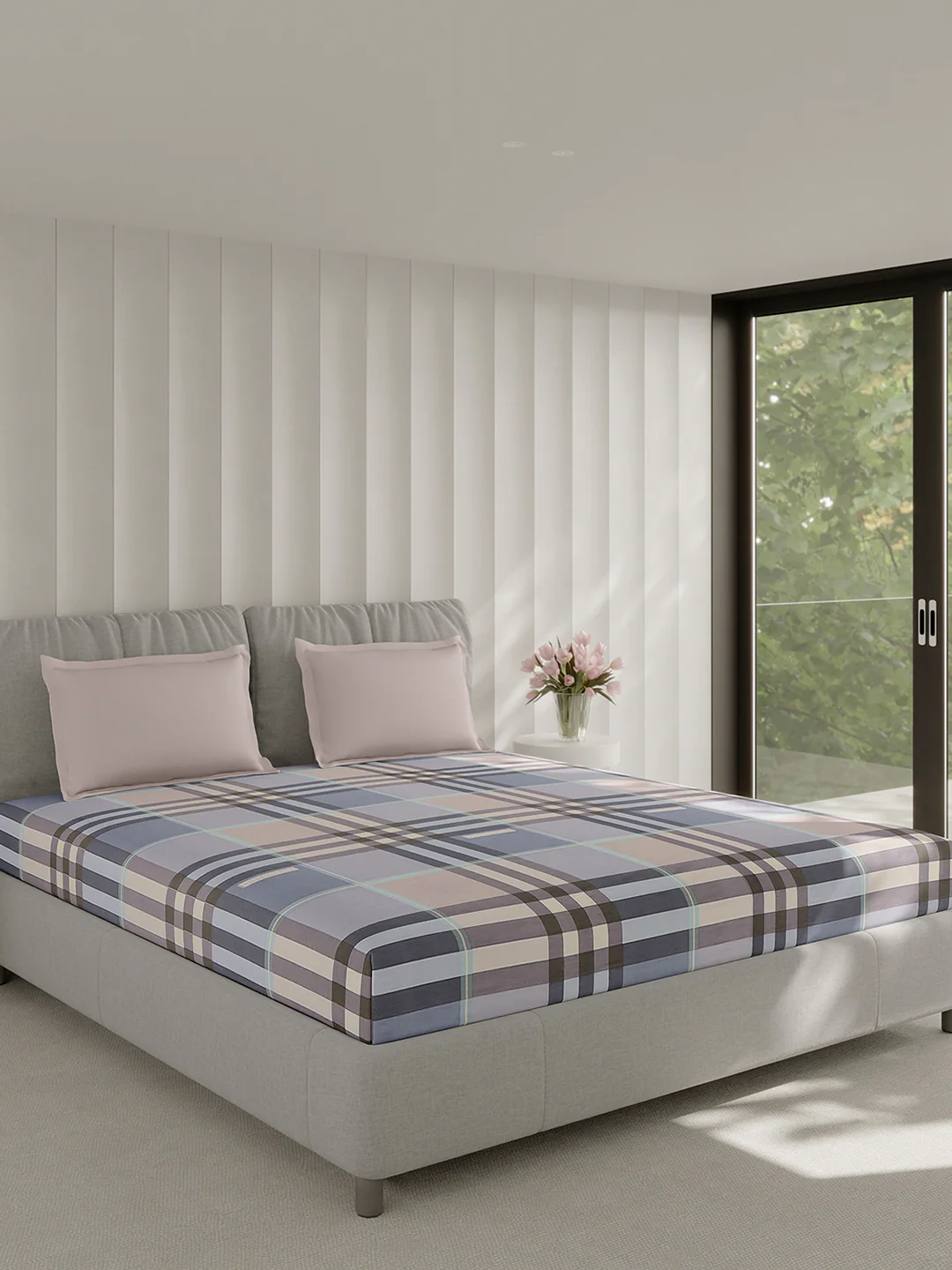 210 TC Cotton Double Bed 1 Bedsheet with 2 Pillow Covers (Ramona) - Image 4