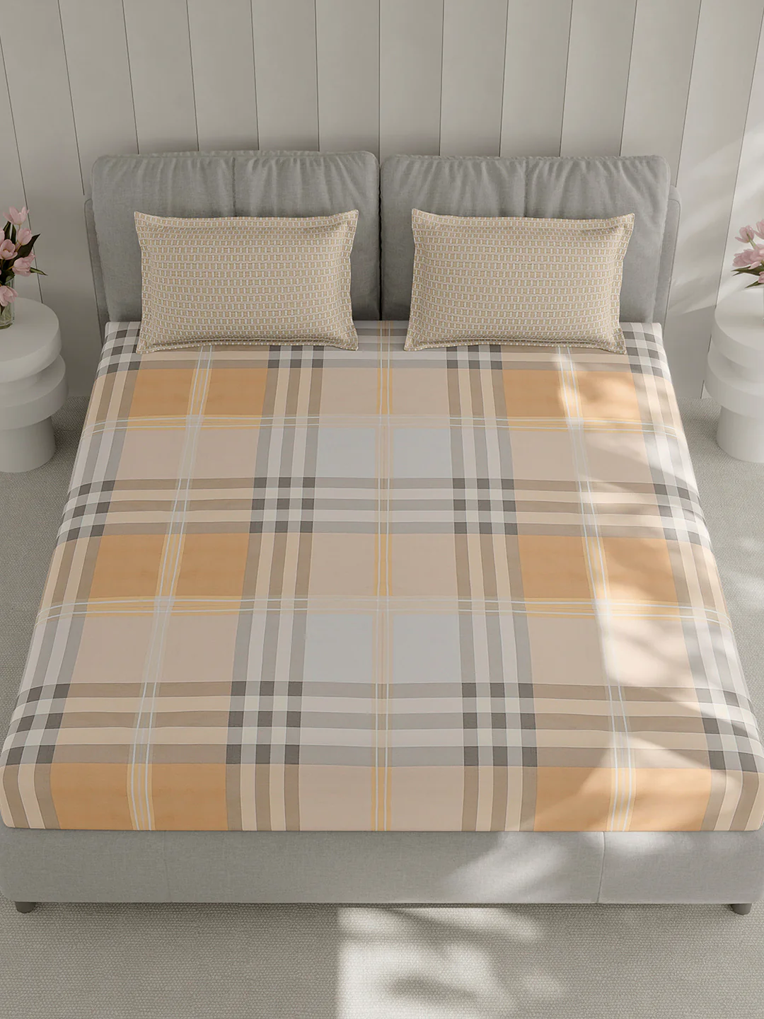 210 TC Cotton Double Bed 1 Bedsheet with 2 Pillow Covers (Ramona) - Image 2